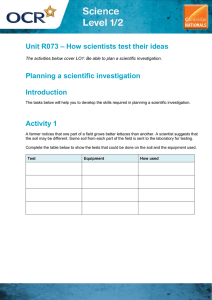 Unit R073 - Planning a scientific investigation - Activity (DOC, 1MB) New