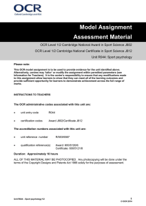 Unit R044 - Sport psychology - Model assignment 2 (DOC, 309KB)