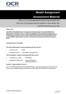 Unit R052 - Developing sports skills - Model assignment 1 (DOC, 343KB)