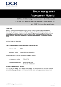 Unit R055 - Working in the sports industry - Model assignment 1 (DOC, 257KB)
