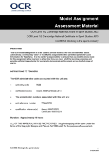 Unit R055 - Working in the sports industry - Model assignment 2 (DOC, 260KB)