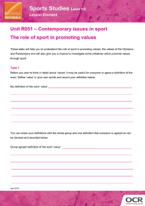 Unit R051 - The role of sport in promoting values - Lesson element - Learner task (DOC, 2MB)