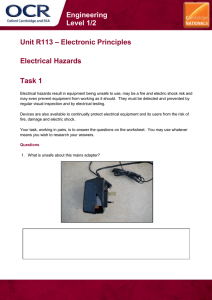Unit R113 - Electrical hazards - Lesson element - Learner task (DOC, 5MB)