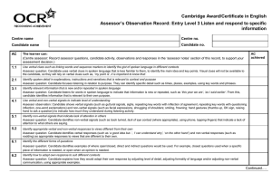 Observation record - Entry Level 3 - Listen and respond to specific information (DOC, 203KB) New