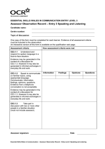 Entry level 3 - Assessor observation record - Speaking and listening (DOC, 136KB)
