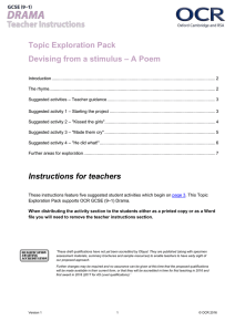 Devising from a stimulus - A poem - Topic exploration pack (DOC, 254KB) New 25/04/2016