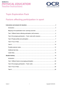 Factors affecting participation in sport - Topic exploration pack (DOC, 4MB) 29/02/2016