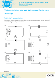 IV Characteristics - Current, voltage and resistance activity - Lesson element (DOC, 1MB)