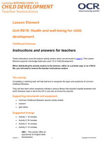 Unit R018 - Lesson element - Childhood illnesses (DOC, 683KB)