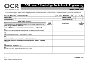 OCR Level 3 Cambridge Technical in Engineering  Unit 14 Unit Recording Sheet