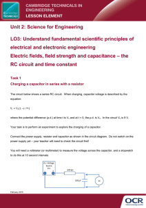 Unit 02 - Electric fields, field strength and capacitance - the RC circuit and time constant - Lesson element - Learner task (DOC, 231KB)