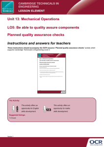 Unit 13 - Lesson element - Teacher instructions - Planned quality assurance checks (DOCX, 1MB) 16/03/2016