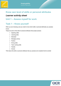 Unit 01 - Know own level of skills or personal attributes - Lesson element 1 (DOC, 8MB)