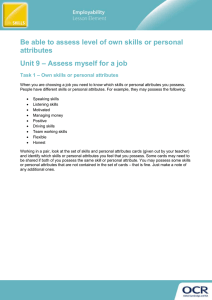 Unit 09 - Be able to assess level of own skills or personal attributes - Lesson element - Learner task (DOC, 2MB)