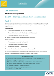 Unit 11 - Plan for and learn from a job interview - Lesson element (DOC, 3MB)