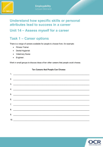 Unit 14 - Lesson element - Understand how specific skills or personal attributes lead to success in a career - Learner task (DOC, 1MB)