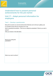Understand how to present personal achievements for the job market Unit 17