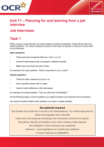 Unit 11 - Lesson element - Job interviews - Learner activity (DOC, 3MB)