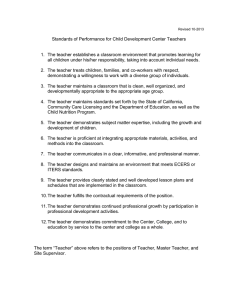 Standards of Performance for Child Development Center Teachers