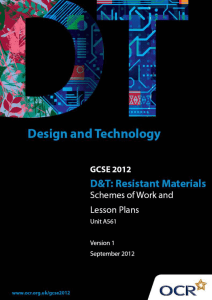 Unit A561 - Introduction to designing and making - Sample scheme of work and lesson plan booklet (DOC, 561KB)