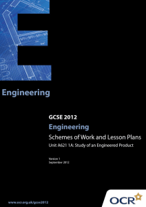 Unit A621 1A - Study of an engineered product - Sample scheme of work and lesson plan booklet (DOC, 922KB) New