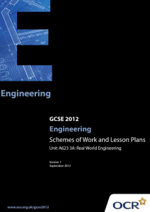 Unit A623 3A - Real world engineering - Sample scheme of work and lesson plan booklet (DOC, 882KB) New