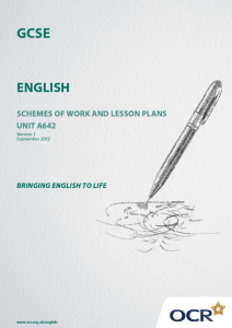 Unit A642 - Imaginative writing - Sample scheme of work and lesson plan booklet (DOC, 722KB)