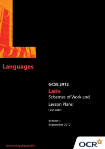 Unit A401 - Latin language 1 - Mythology and domestic life - Sample scheme of work and lesson plan booklet (DOC, 770KB) New