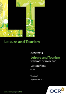 Unit B183 - Working in the leisure and tourism industries - Sample scheme of work and lesson plan booklet (DOC, 712KB)