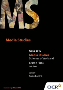 Unit B322 - Textual analysis and media studies topic - Moving image - Sample scheme of work and lesson plan booklet (DOC, 555KB)