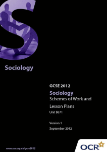 Unit B671 - Sociology basics - Sample scheme of work and lesson plan booklet (DOC, 589KB)