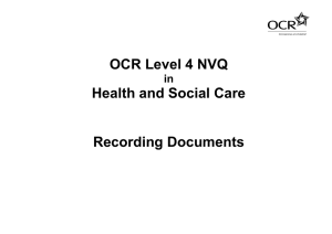 OCR Level 4 NVQ Health and Social Care Recording Documents
