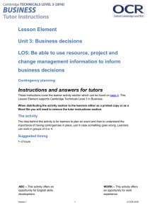 Unit 03 - Lesson element - Contingency planning (DOC, 453KB) New 29/03/2016