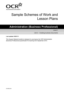 Level 1 - Unit 02 - Creating business documents - Sample scheme of work (DOC, 470KB)