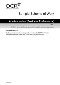 Level 3 - Unit 16 - Understanding functions and roles within business organisations - Sample scheme of work (DOC, 498KB)