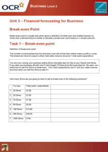Unit 03 - Break-even point - Lesson element - learner task (DOC, 222KB) New