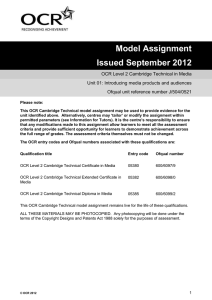 Level 2 - Unit 01 - Introducing media products and audiences - Model assignment (DOC, 1MB) New