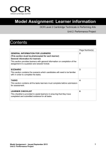 Level 2 - Unit 2 - Performance project - Learner extract (DOC, 152KB)