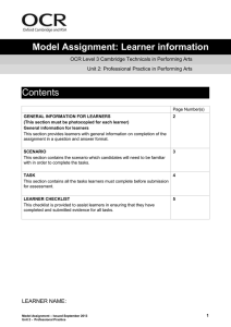 Level 3 - Unit 2 - Professional practice in performing arts - Learner extract (DOC, 236KB)