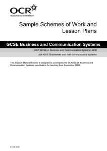 Unit A265 - Businesses and their communication systems - Sample scheme of work and lesson plan booklet (DOC, 572KB)