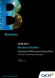 Unit A291 - Marketing and Enterprise - Scheme of work and lesson plan booklet (DOC, 1004KB)