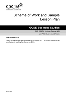 Unit A292 - Business and people - Scheme of work and lesson plan booklet (DOC, 484KB)