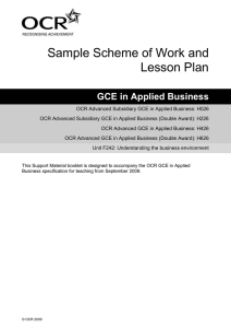 Unit F242 - Understanding the business environment - Sample scheme of work and lesson plan (DOC, 436KB)