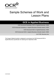 Unit F256 - Business law - Sample scheme of work and lesson plans (DOC, 448KB)