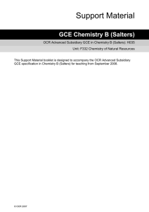 Unit F332 - Chemistry of natural resource - Scheme of work and lesson plan booklet (DOC, 529KB)