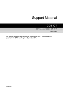 Unit G063 - ICT systems, applications and implications - Scheme of work and lesson plan booklet (DOC, 794KB)