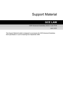 Unit G151 - English legal system - Scheme of work and lesson plan booklet (DOC, 456KB)