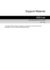Unit G158 - Law of torts special study - Scheme of work and lesson plan booklet (DOC, 280KB)