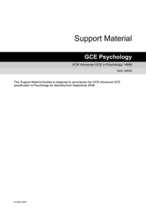 Unit G543 - Options in applied psychology - Schemes of work and lesson plans (DOC, 1MB)