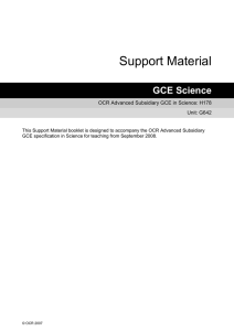 Unit G642 - Science and human activity - Scheme of work and lesson plan booklet (DOC, 278KB)